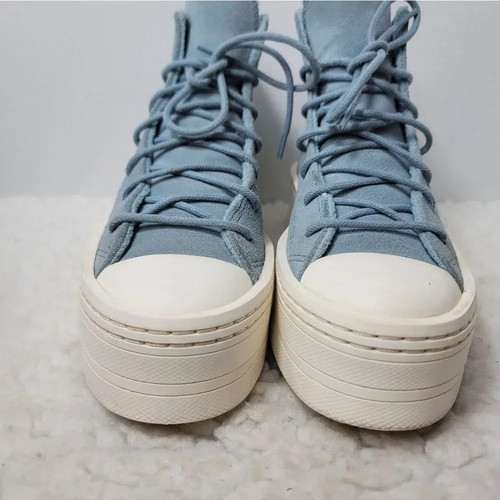 Converse All Star Lift Platform Suede Fleece High Top Sneakers Blue Women’s 7.S